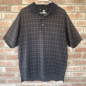 FootJoy Navy Plaid Golf Polo Large